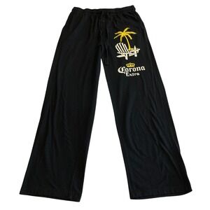 Corona Extra Mens Medium Pajama Pants Black Graphic Lounge Sleepwear Comfy
